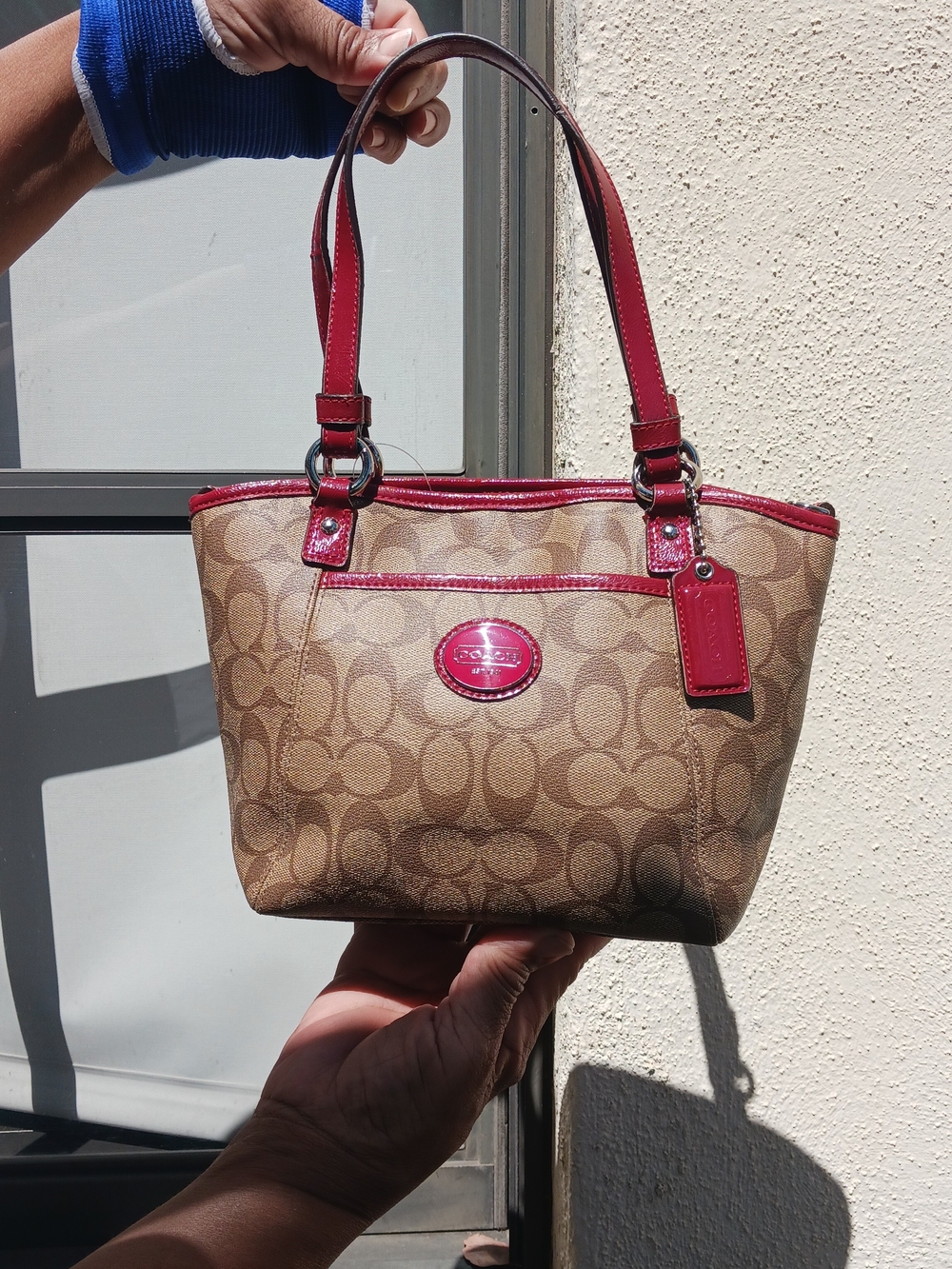 Coach Signature Canvas Tote with Red Trim - Picture 14 of 14